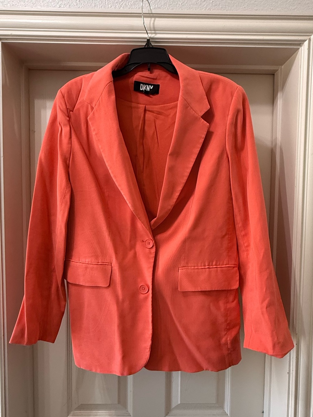 DKNY Coral-Orange Single-Button Blazer